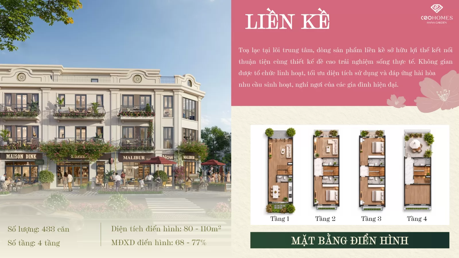 Thiết kế liền kề CEOHomes Hana Garden